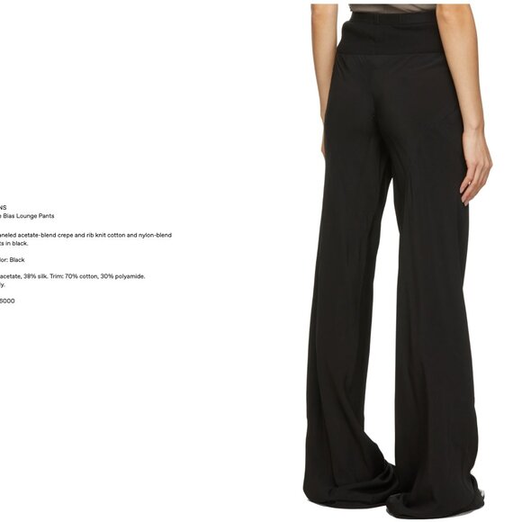 Rick Owens Black Hollywood Bias Trousers Size 40 - Picture 4 of 6